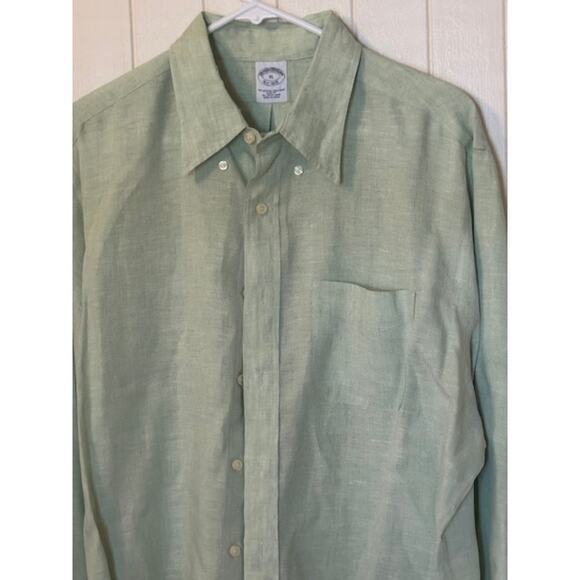 Brooks Brothers Irish Linen Green Long Sleeve Button Down XL - Picture 4 of 4